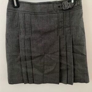 LOFT Charcoal pleated skirt with belt detail